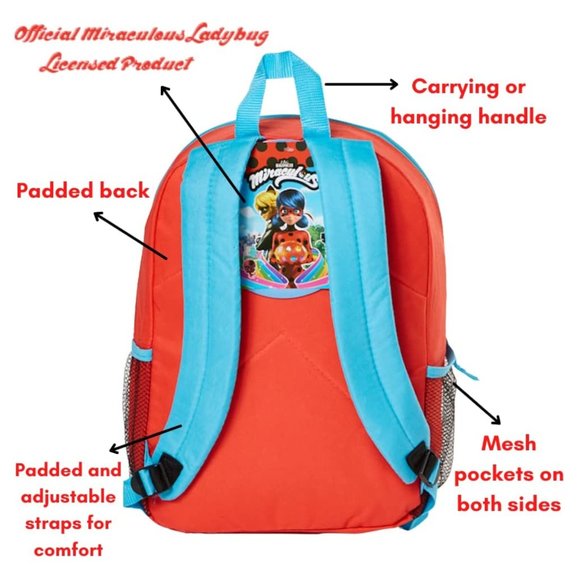 Miraculous Ladybug 5pc Backpack Set Lunch Box Girls School Bag Case Bottle 16" - Picture 8 of 9